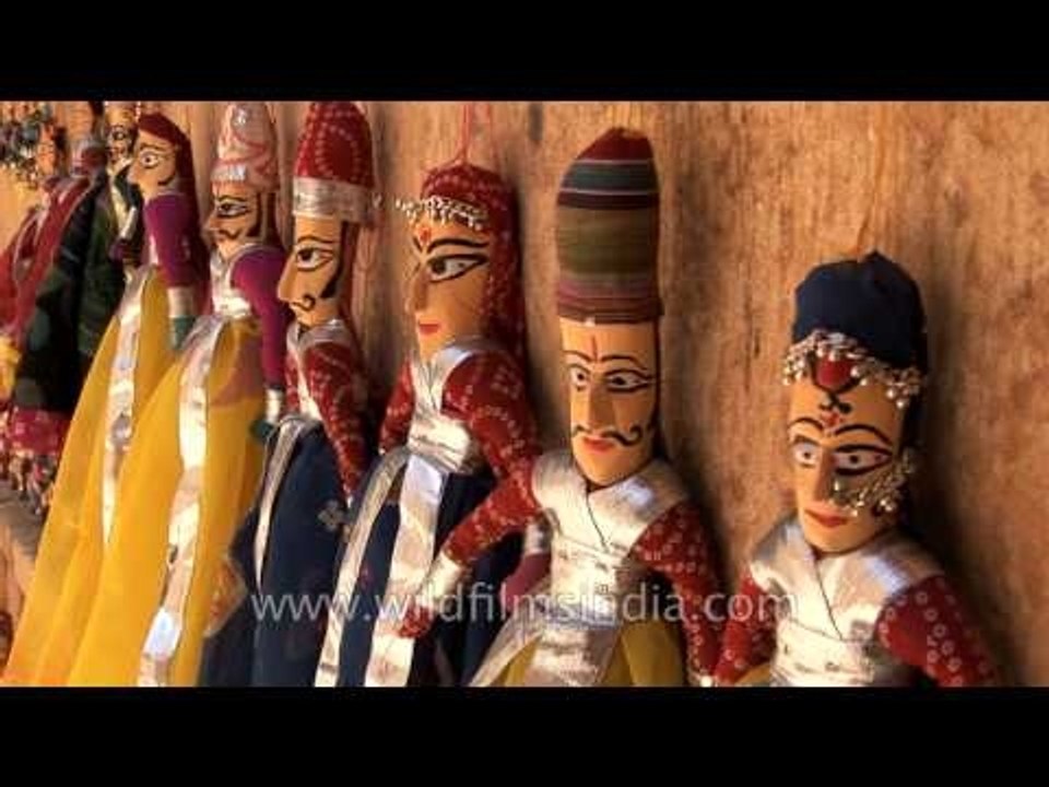 Rajasthani dolls and puppets on display for sale in Rajasthan
