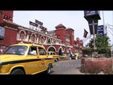 Yellow ambassador taxis at Howrah train station, Kolkata