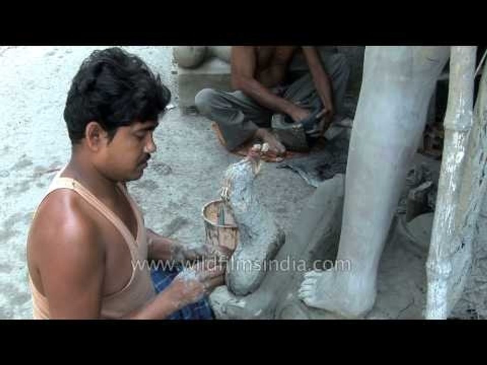 Making of eco-freindly idols at workshop in Kolkata