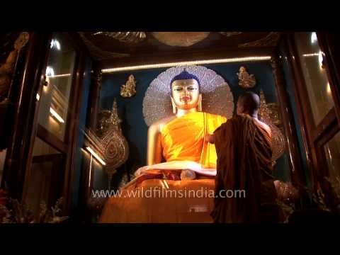 Large statue of Lord Buddha inside Mahabodhi Temple, Bodhgaya