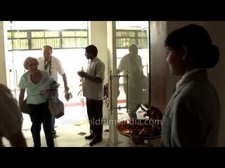 Indian welcome of foreign tourists at Ramada Hotel - Khajuraho