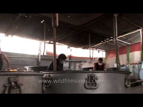 Tibetan monks prepare food for masses: Kalachakra in Bodhgaya