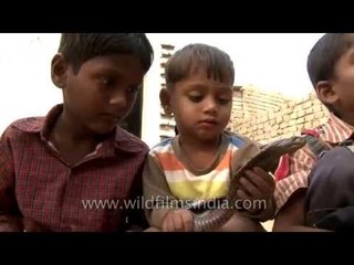 These children need no soft toy, they play with snakes