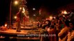 Devotees attend Ganga aarti on ghats of Varanasi