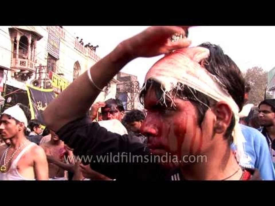 Mourners attend the Muharram procession in Delhi