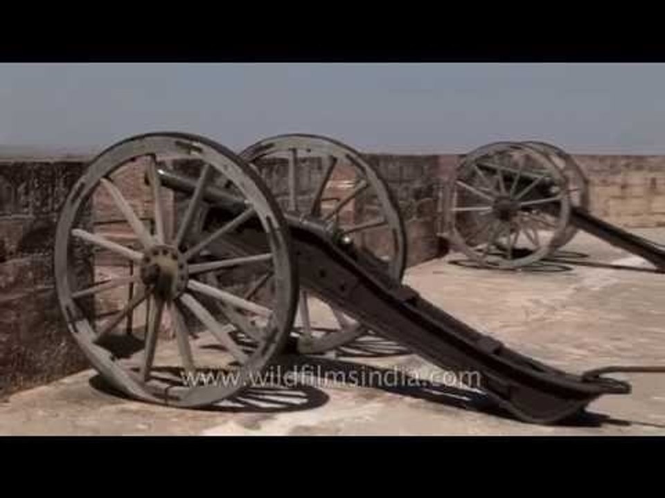 Ancient Rajasthani cannons atop Mehrangarh Fort