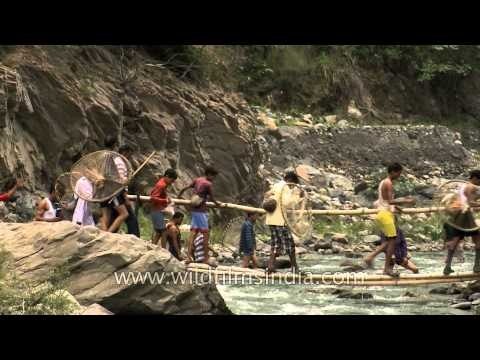 Participants with their traditional fishing nets during Maund Mela