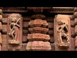 Stone carvings on the walls of Muktesvara deula in Odisha