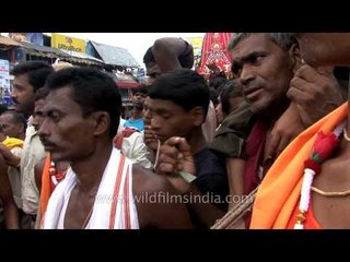 Tourist taking part in Puri Jagannath Rath Yatra celebration, Odisha