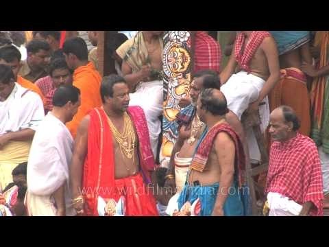 Thousands of devotees in front of chariot during 'Rath-yatra' in Puri