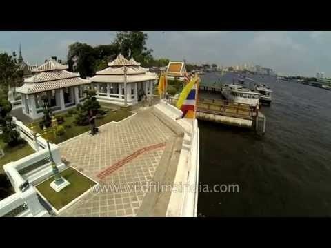 Aerial view of Bangkok with Chao Phraya river