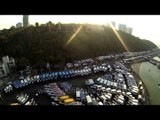 Aerial view of colourful moored sea boats - Pattaya beaches