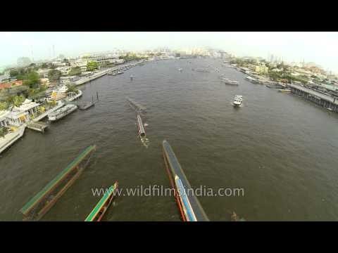 Aerial view of Chao Phraya River in Thailand