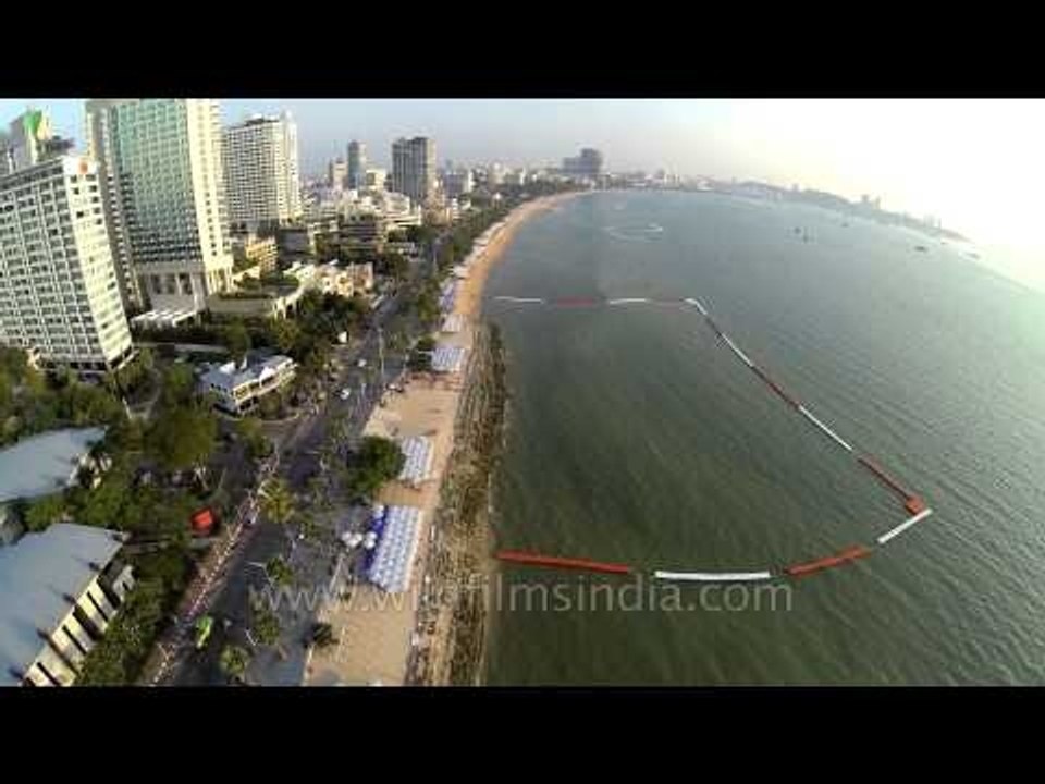 Top angle view of Pattaya beaches, Thailand