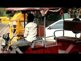 Colourful electronic rickshaws at Sarojini Nagar