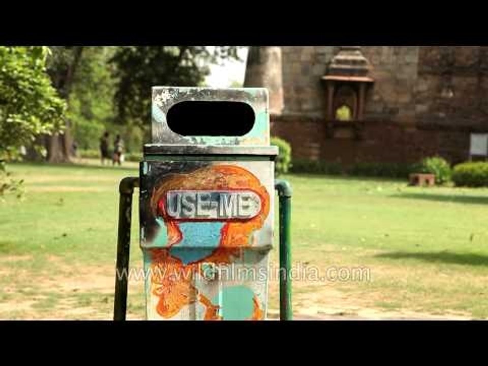 Decorated trash bins at Lodi Garden