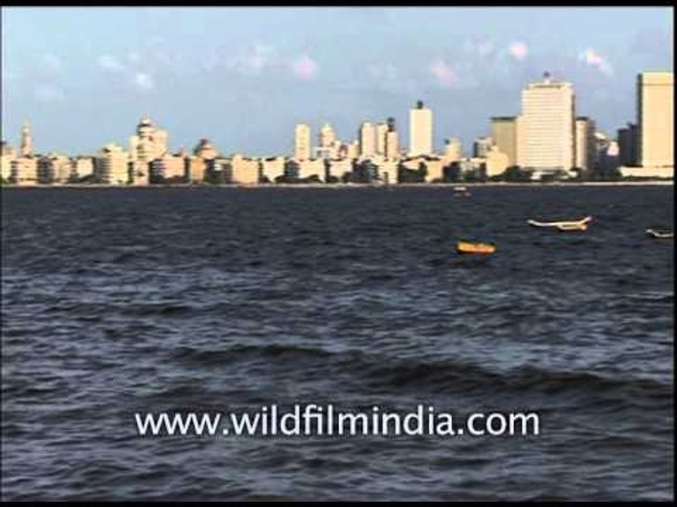 View of skyline of Mumbai city from shores of A...