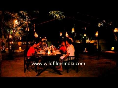 Night bush dinner, an area lit with lanterns at Kings Lodge