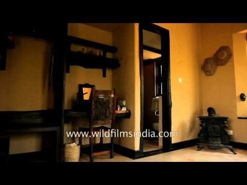 Wooden interiors of cottage rooms - Kings Lodge, Bandhavgarh