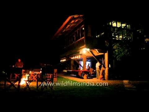 Guest having a nice time by the bonfire at Ken River Lodge