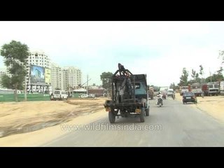 Concrete pipes on the roadside in Gurgaon