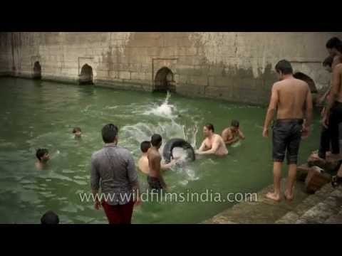 Sacred Nizamuddin Baoli now a swimming pool for local lads