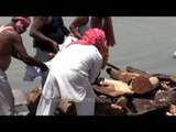 Human corpse ready to burn - Chandi cremation ghat