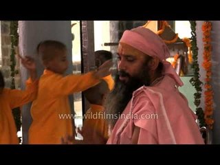 Little Sai devotees singing 'Om Namo Bhagvate Narayanam' at Saisthanam temple