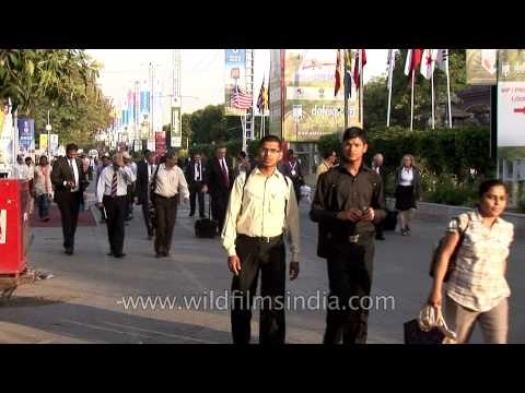 Visitors heading towards Defence Expo at Pragati Maidan - Delhi