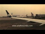 Jet Airways, Sahara India, Air India on the runway of Delhi Airport