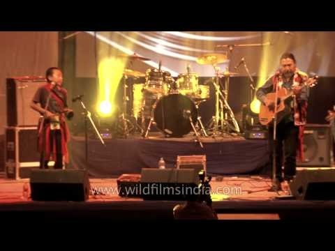 Guru Rewben Mashangva with son Saka at NagaFest, Delhi