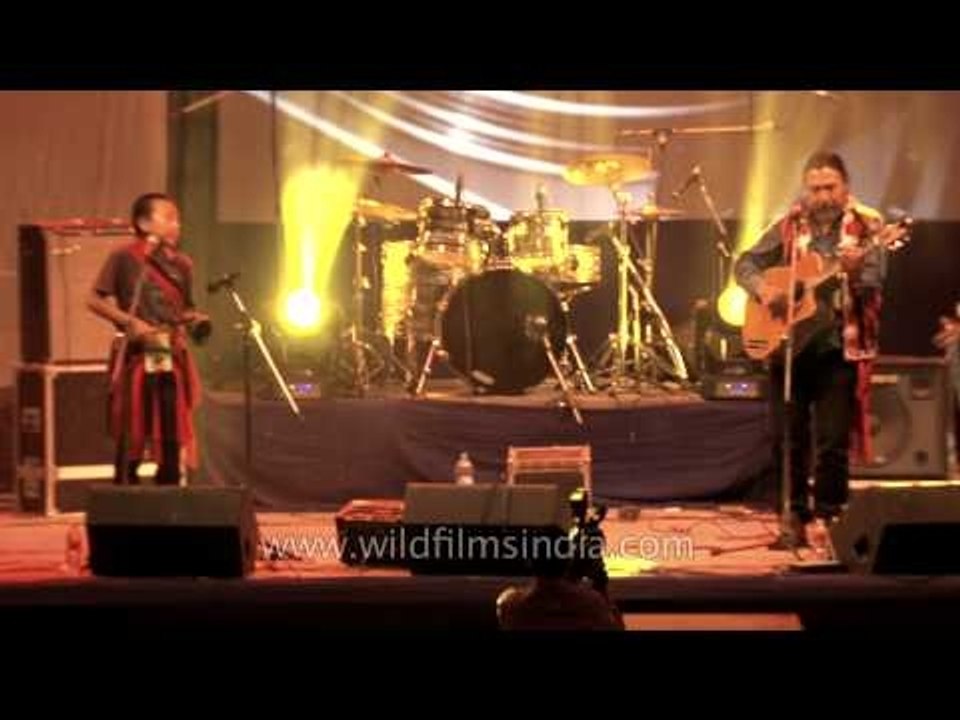 Guru Rewben Mashangva with son Saka at NagaFest, Delhi