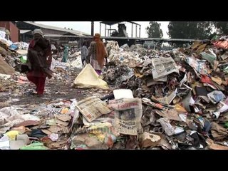 Imported household waste at a recycling yard in Mawana, India