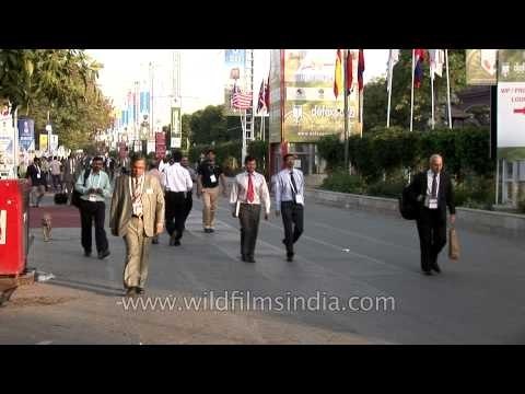 People heading towards the Defence Expo at Pragati Maidan, Delhi
