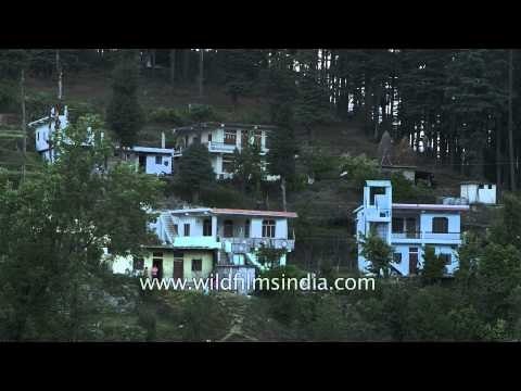 Houses on the hills of Lohaghat in Uttarakhand