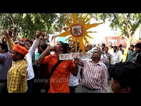 BJP supporters celebrate the party's victory