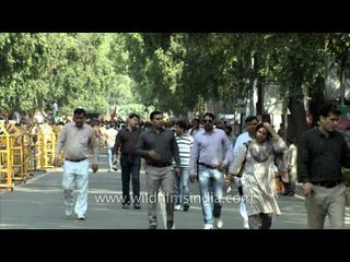 Modi supporters on their way to BJP office, Delhi