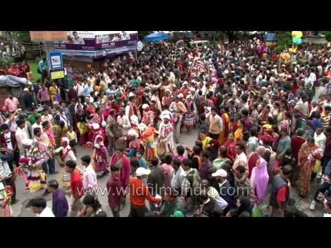 Kumaoni traditional band performing in the midst of crowd