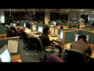 BPO employees at work in Gurgaon, India