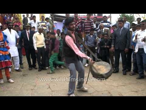 Traditional drummer accompanying a wedding procession in India