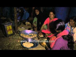 Village women making puri in India