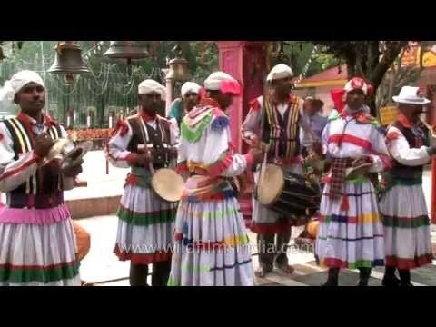 Kumaoni band playing traditional music during Nanda Devi Mahotsav