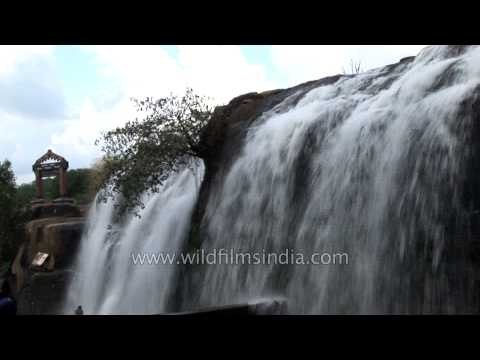 Visitors bathing at Thiruparappu Waterfalls, Kanyakumari
