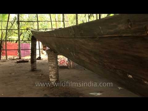 Traditional way of repairing a snake boat - Kerala