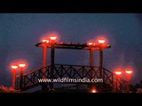 Illuminated bridge near Kanyakumari Beach