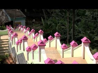 Huge flight of stairs heading towards Mathur Aqueduct