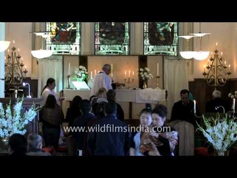 St. Paul's Church Landour serving Holy Communion to the congregation