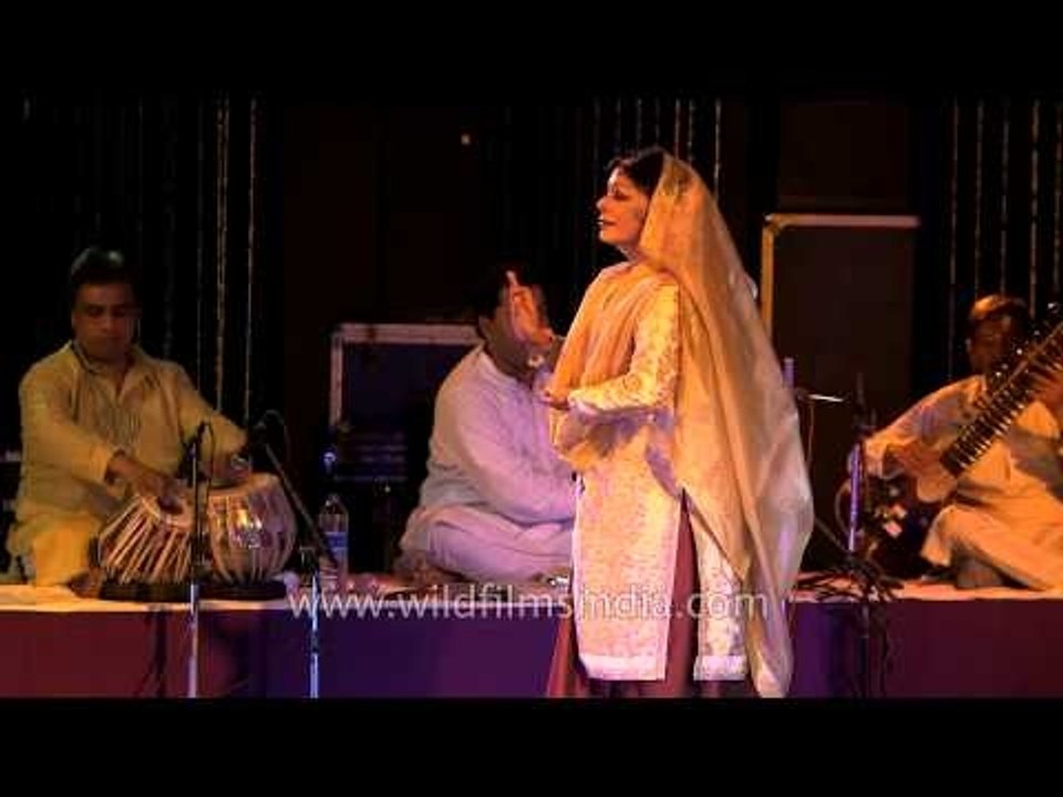 Indian dancer Shovana Narayan performing a short sequence from the life of Buddha