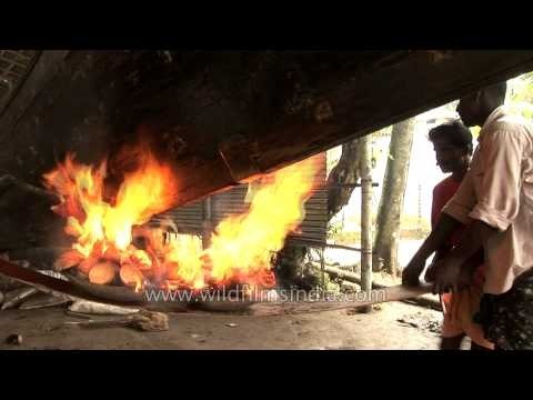 Heat treating a snake boat to make it sail smoothly through water