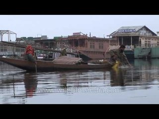 Fishing from a shikara in Srinagar